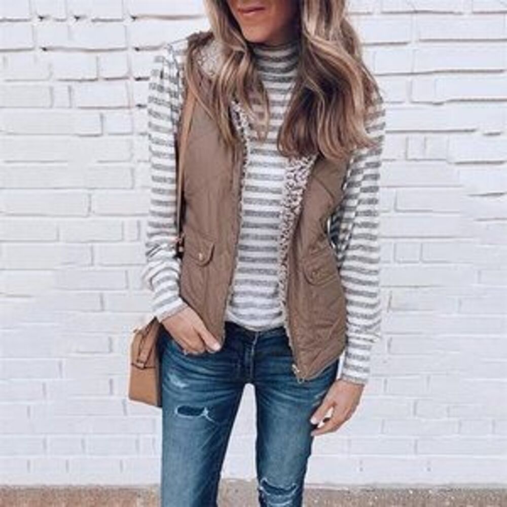 plush reversible sherpa quilted vest jacket - Picture 2 of 3